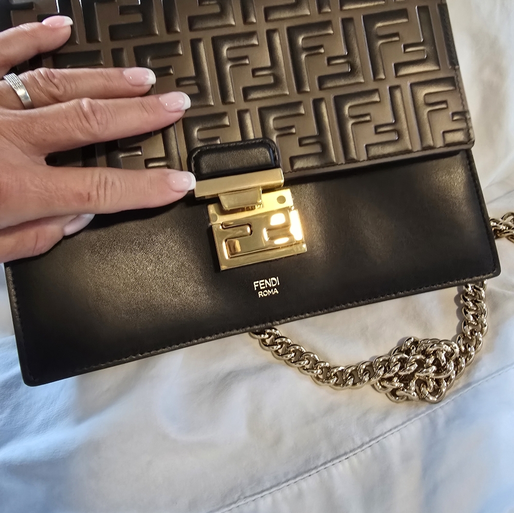 Fendi Black and Brown Logo Shoulder Bag - Picture 15 of 16